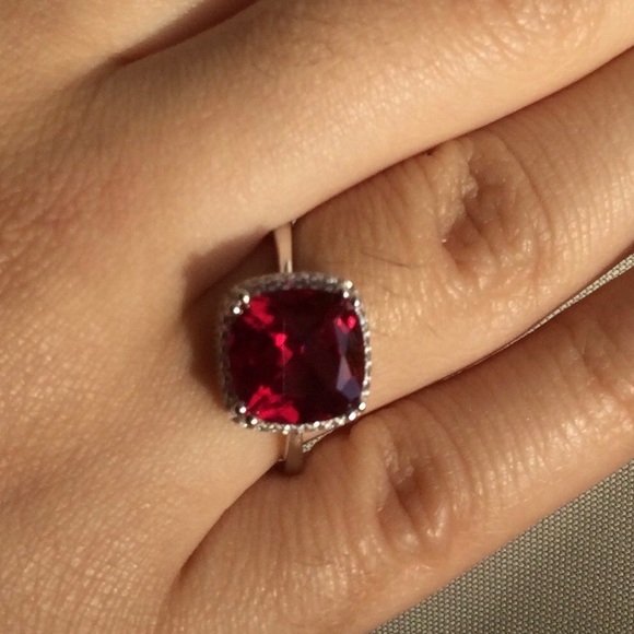 14K White Gold/Over 925 Sterling Silver Gems Ruby - Picture 5 of 16